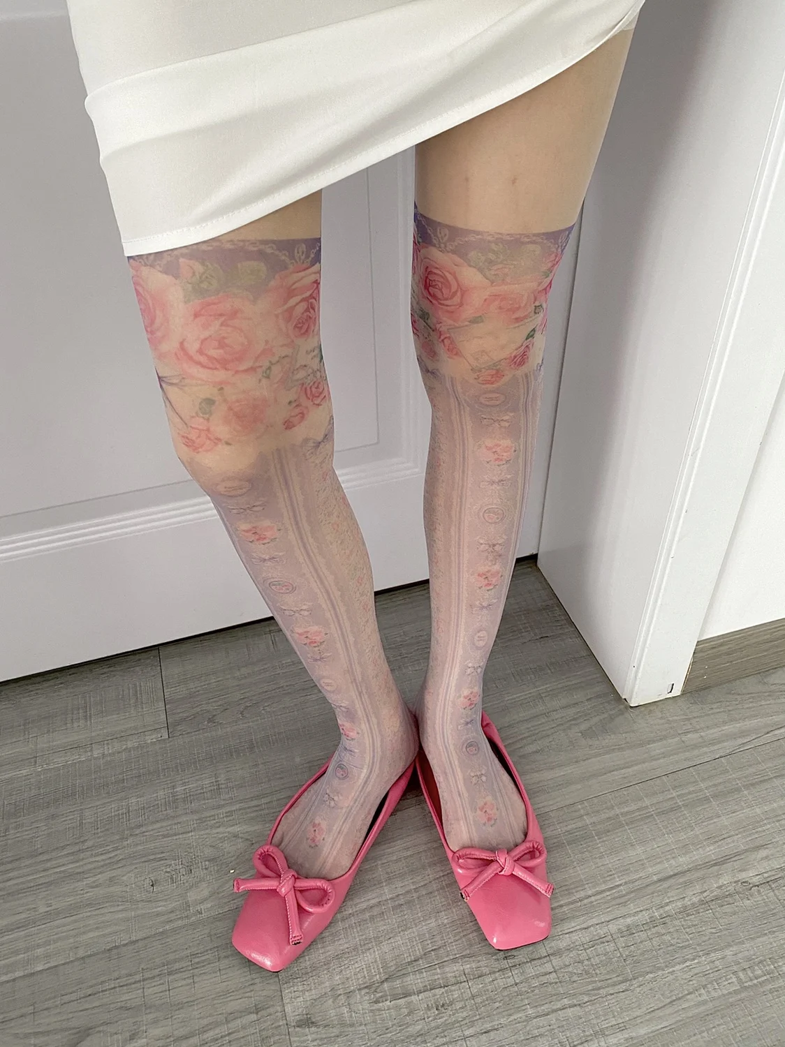 * Rose Flower * Retro Ultra-Thin Printed 15d Stockings Millennium Maiden Sexy Hot Girl Pantyhose Leggings
