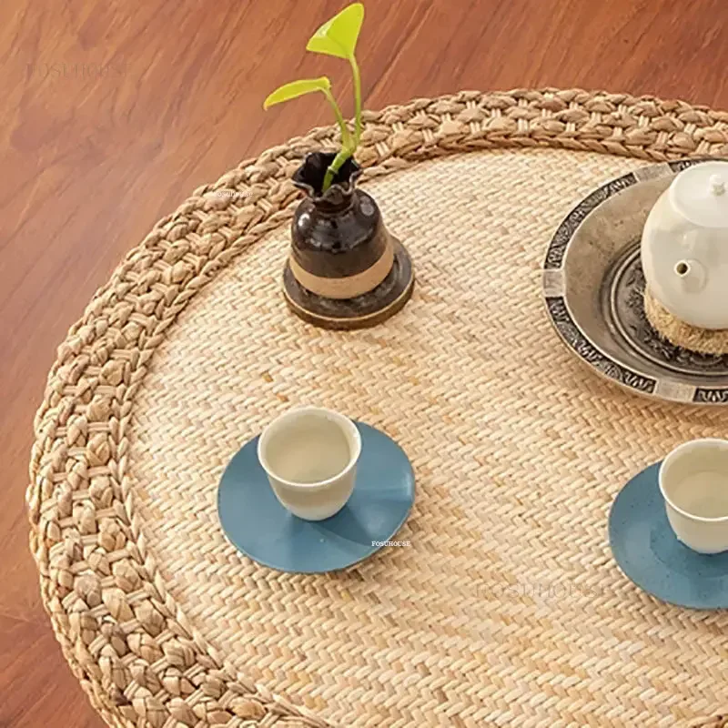 Leisure Bamboo Woven Coffee Tables Japanese Tatami Coffee Table Creative Living Room Furniture Home Balcony Bay Window Low Table