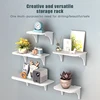 Wall Mount Router Shelf Punch-free TV Set-top Box Floating Hanging Rack Home Power Strip Wifi Router Storage Holder Wood 2