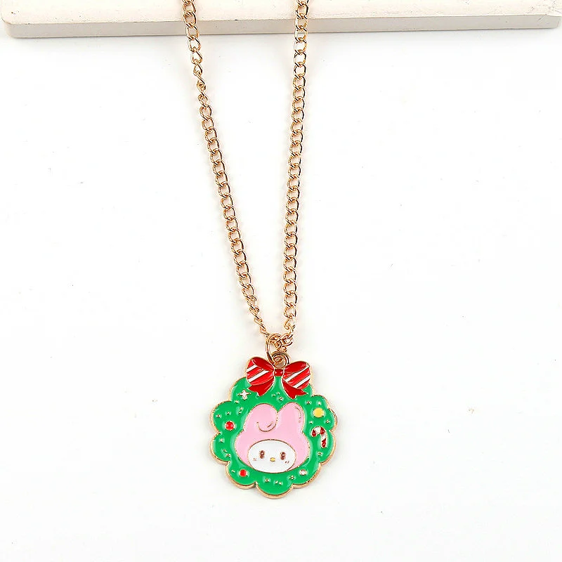 Kawaii Sanrio Necklace Anime Hello Kitty Kuromi Couple Golden Silver  Clavicle Chain Accessories Girl Birthday Christmas Gift