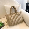 1pcs Ladies Tote Bags Large Capacity Cotton Padded Bag Solid Color Casual Fashion Nylon Elegant for handbag 6