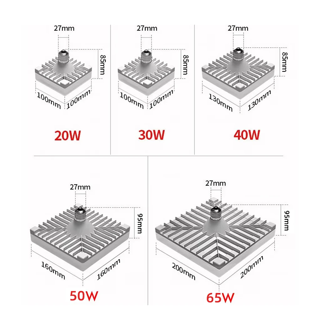 LED Bulb E27 Base 180-265V Square Ceiling Lamp Indoor Lighting 30W 40W 50W Light Bulb Cold White Energy Saving Lamp Garage Light