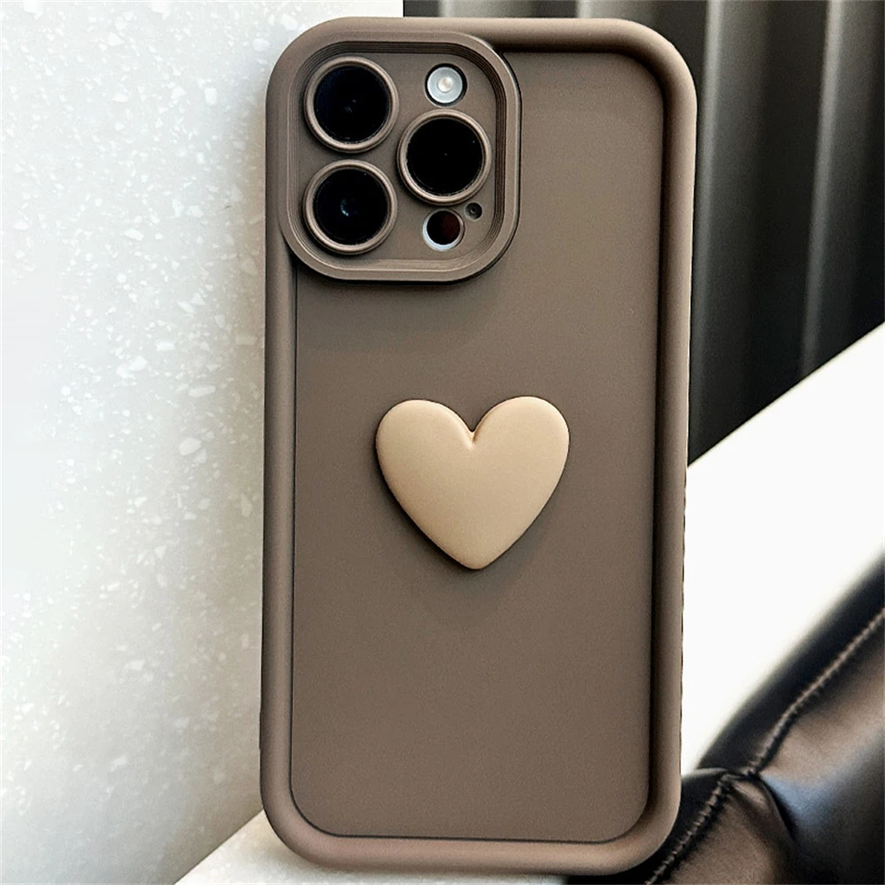 Cute INS 3D Love Heart Silicone Phone Case For iPhone 11 12 13 14 15 Pro Max XS XR 7 8 Plus Shockproof Candy Cover