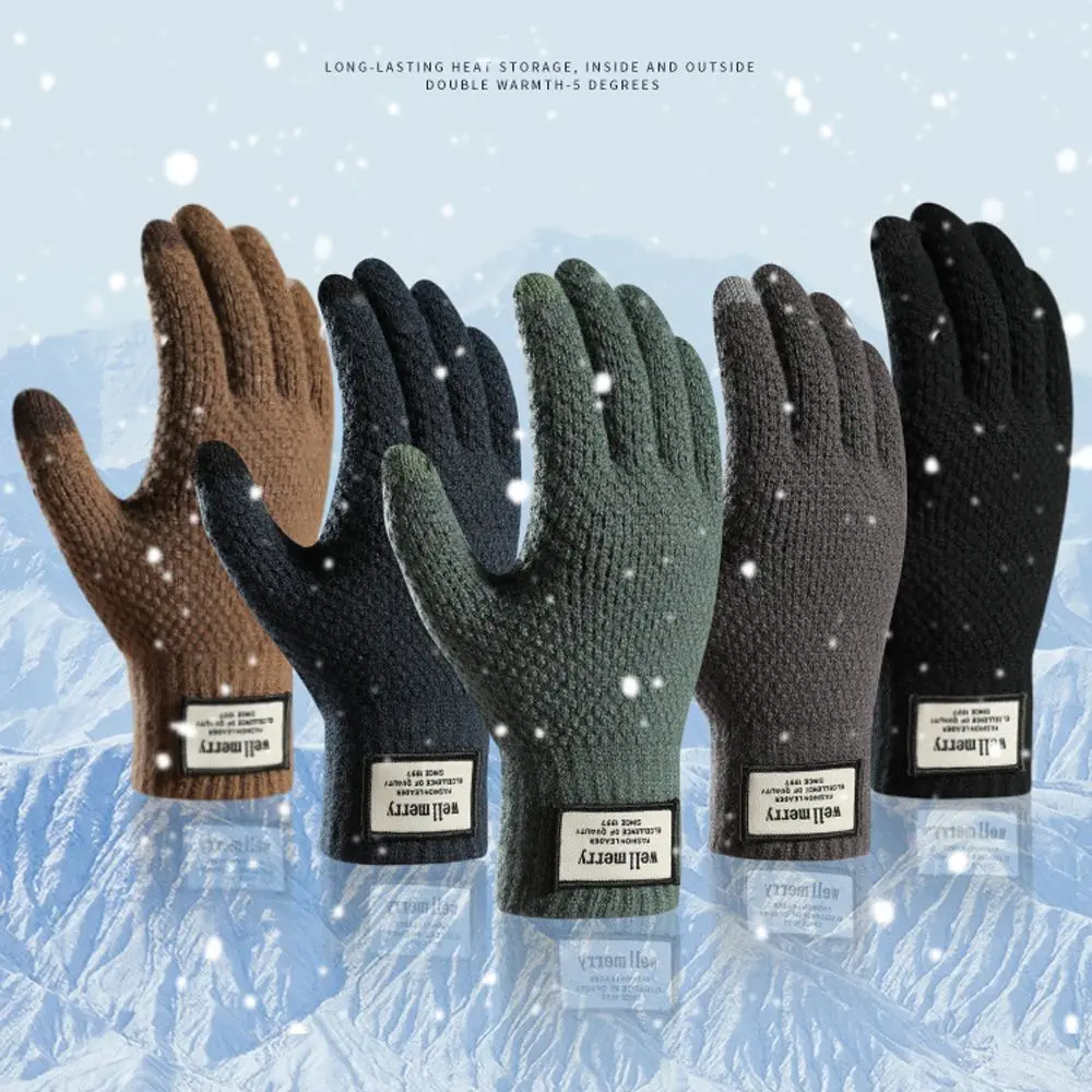 Winter Autumn High Quality Business Thicken Touch Screen Male Mitten Wool Cashmere Men Gloves