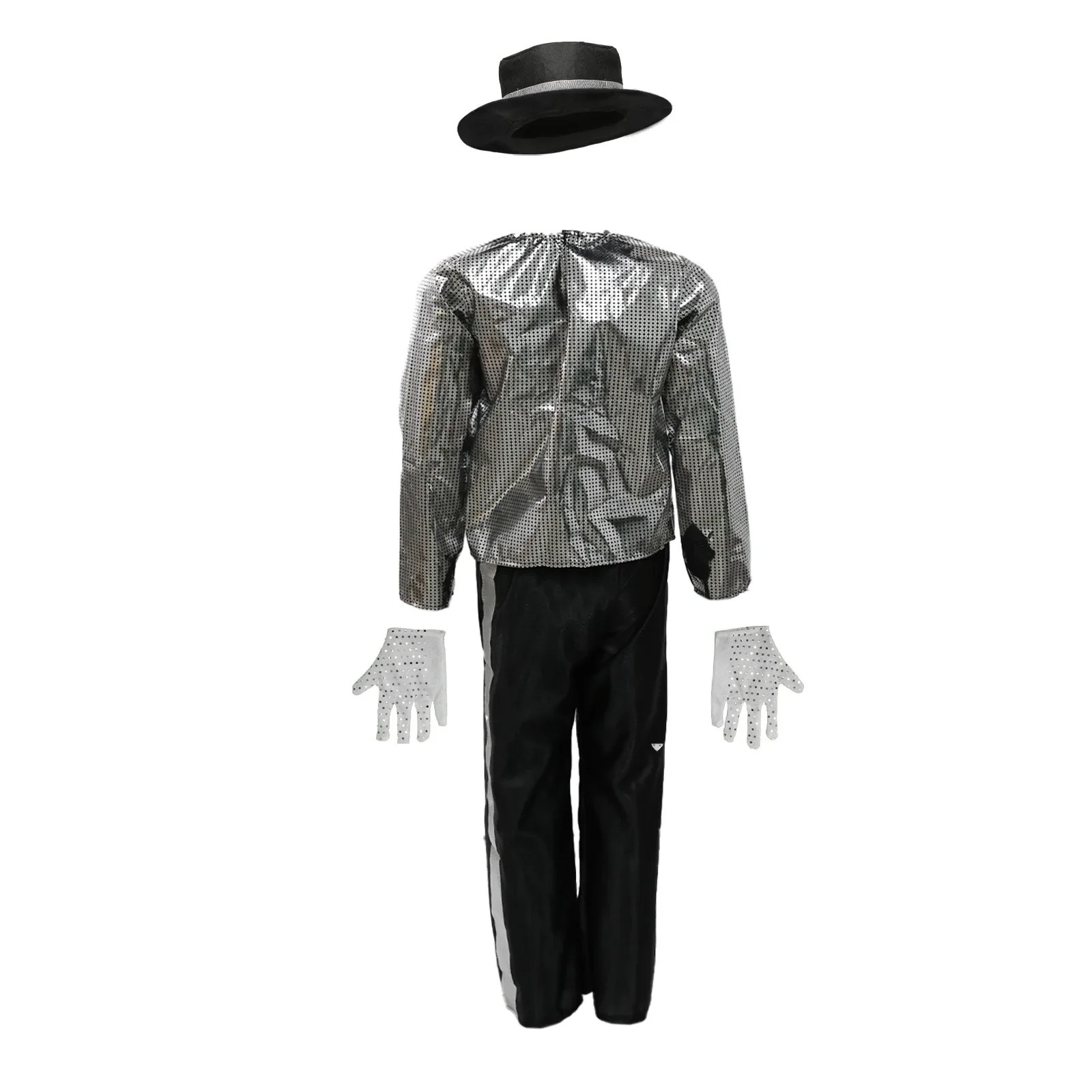 Kids Boy Michael Jackson Billie Jean Cosplay Black Suit Dance Disco Halloween Fancy Dress Up 80s Pop King Costume for Top Pants