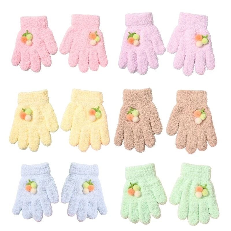

N80C Cartoon Thick Mitten Baby Mitten for Kid Baby Girl Children Toddler Full Finger Winter Gloves Crochet Knitted Gloves