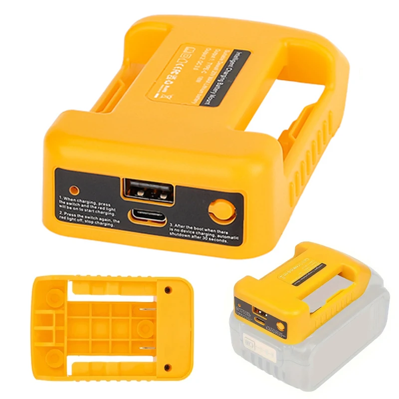

Держатель для литиевой батареи Dewalt 18 в 20 в, пряжка для ремня с USB и выходом Type-C, портативная стойка для батарей, быстрая зарядка