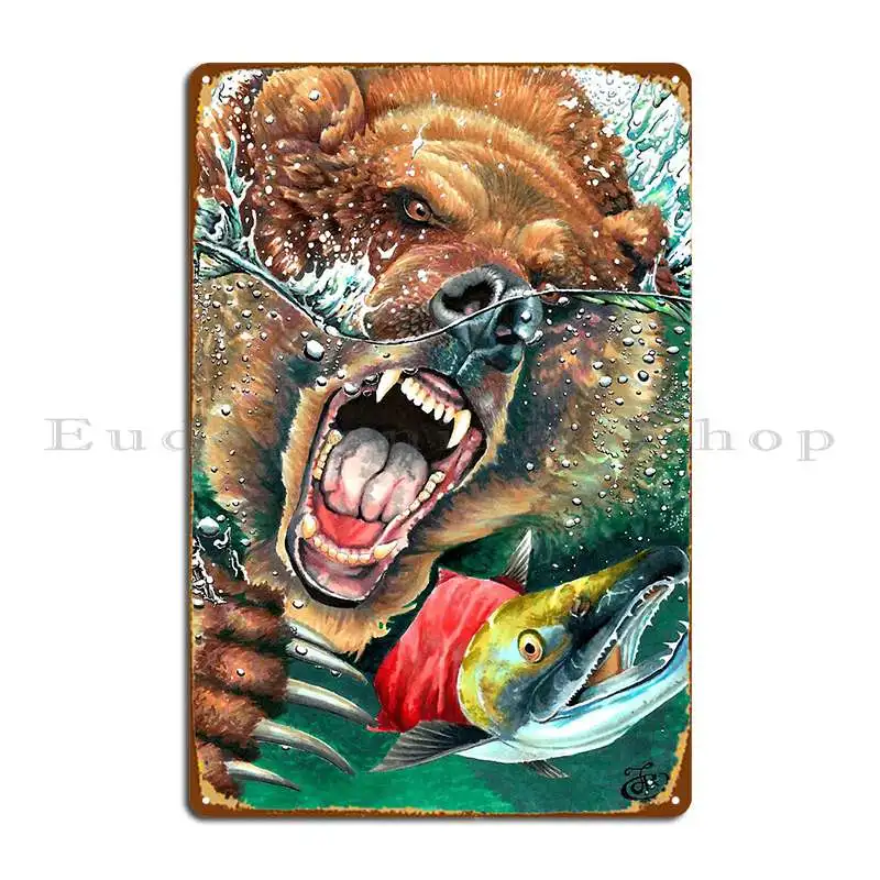 

Grizzly Bear Metal Plaque Poster Home Iron Funny Painting Cinema Tin Sign Poster