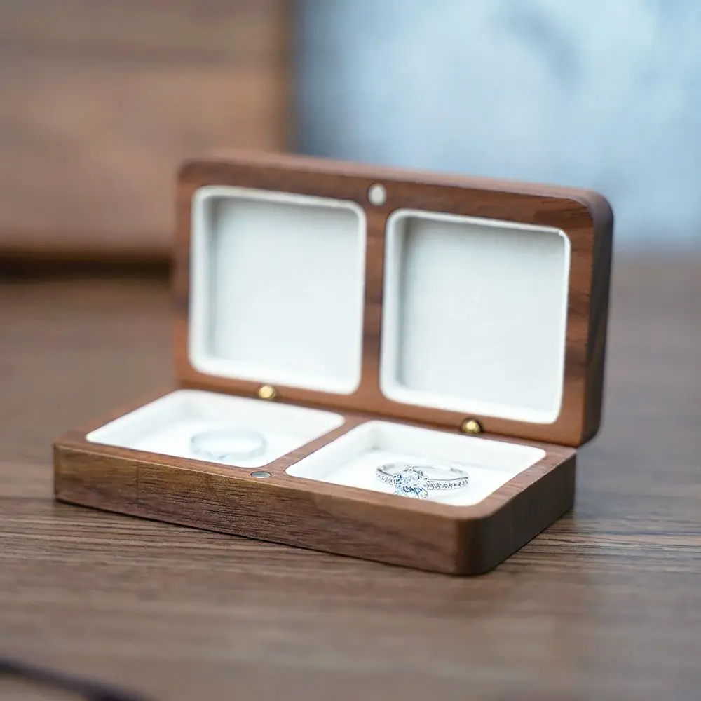 

Gifts Case Jewelry Box Wooden Ring Storage Box Portable Lover Ring Display Box for Engagement Wedding Marriage Anniversary