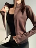 67416-4a5ab6.jpg slim fit long sleeves jacket full-zipper fleece warm winter thick coat outer wear women gym fitness yoga tops