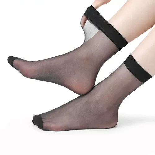 용수철 여성용 부드러운 양말, 얇은 실크 양말, 미끄럼 방지 피부, 단색 투명 통기성 양말, 여름 4