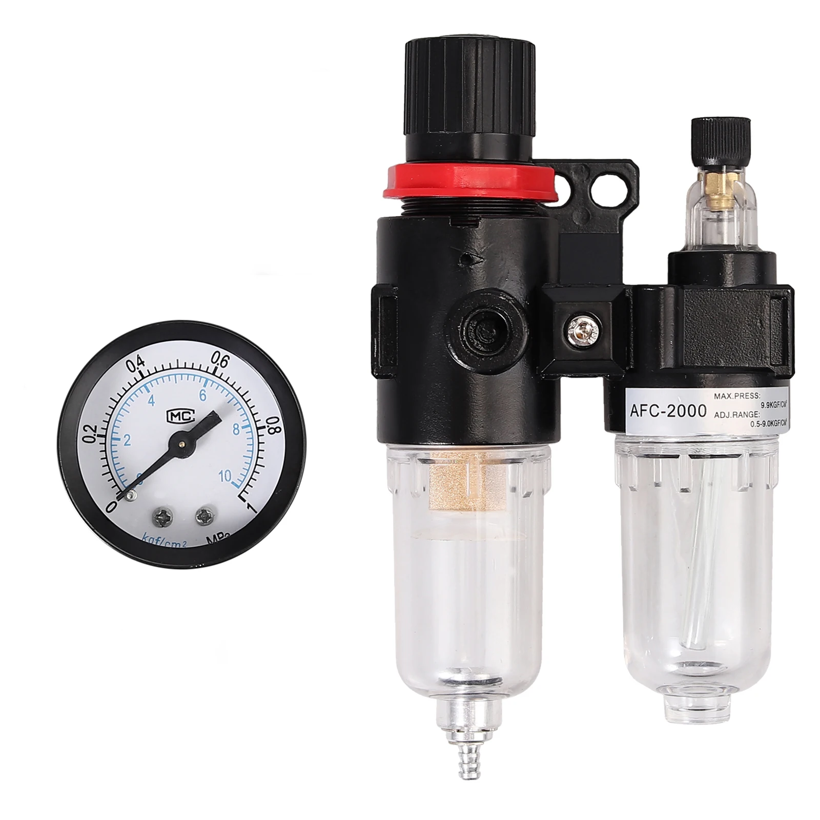 air compressor oil water separator filter regulator trap Plastic Copper Core Air Compressor Pressure Reducing Valve AFC2000 1/4"