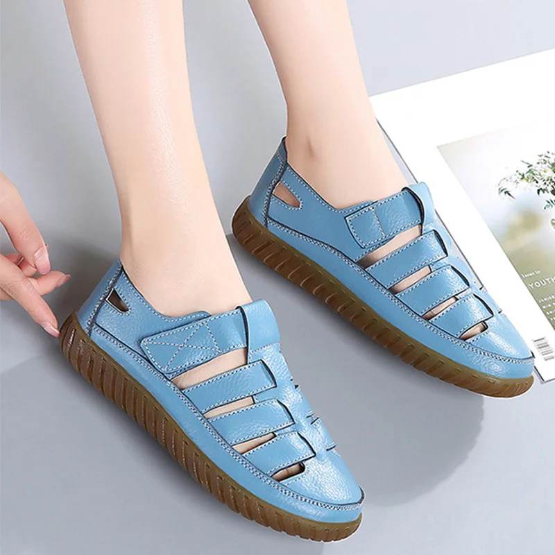 Women Flat Sandals Summer 2023 Luxury Leather Sandals Female Casual Women's Platform Beach Shoes Summer Ladies Shoes on Sale