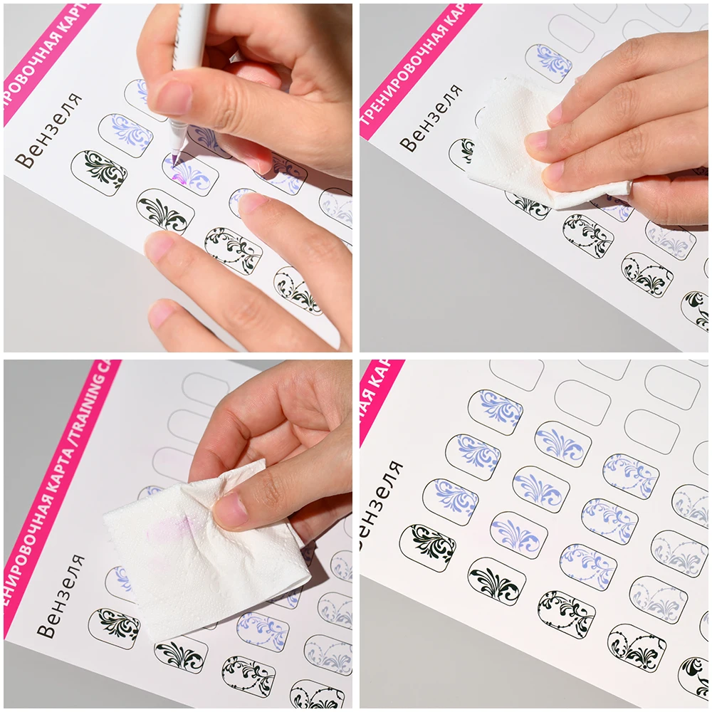12pcs/set Nail Art Lines Practice Paper Flowers Lines Drawing Painting Template Reusable Manicure Art Drawing Exercise Book