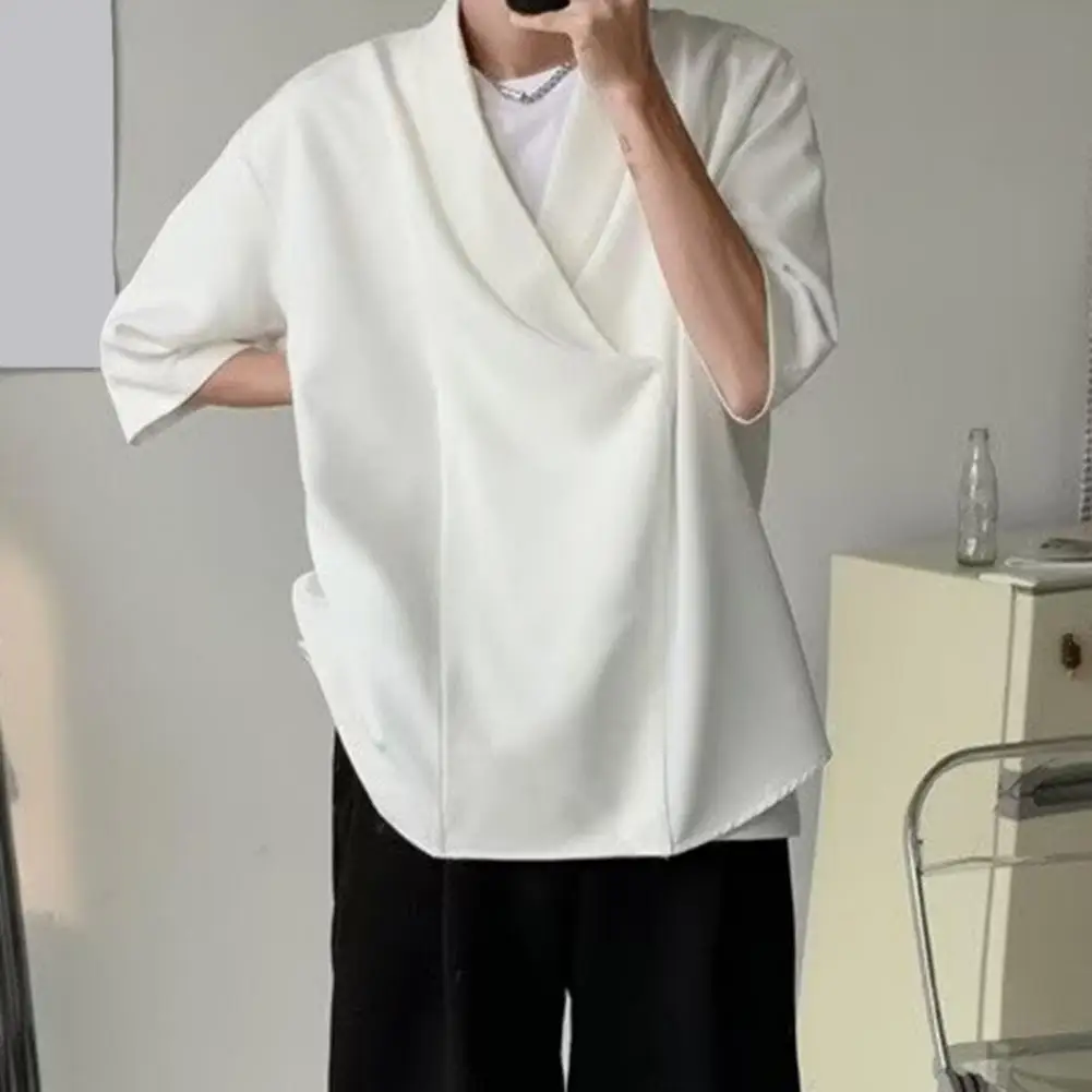 

Men Regular Fit Shirt Stylish Men's V Neck Loose Baggy Summer Shirt Soft Breathable Casual Pullover for Hip Hop for Comfort