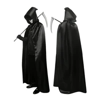 1 Halloween Wicked Witch, Death Cloak With Hat, Classic Long Style, Role Playing Party Dress, Suitable For Both Men and Women 4