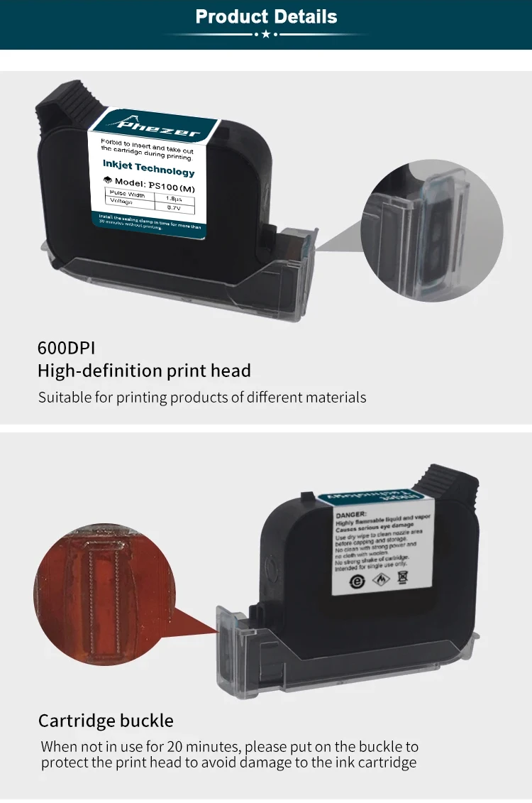 For HP PS100-L 12.7/25.4mm Encrypted ink cartridge A Level Ink Cartridge Quick