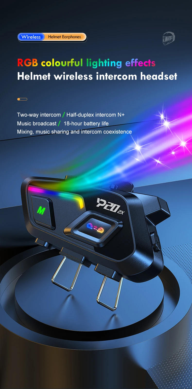 Wireless Bluetooth Motorcycle Helmet Headset Intercom Waterproof_voghion.com