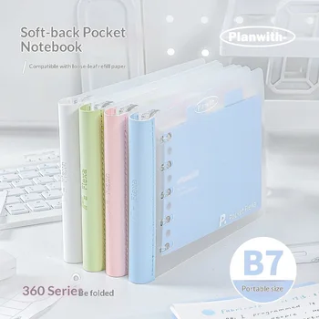 Planwith B7 Taccuino tascabile con copertina morbida, pagine interne sostituibili, agenda giornaliera portatile per studenti, mini blocco note