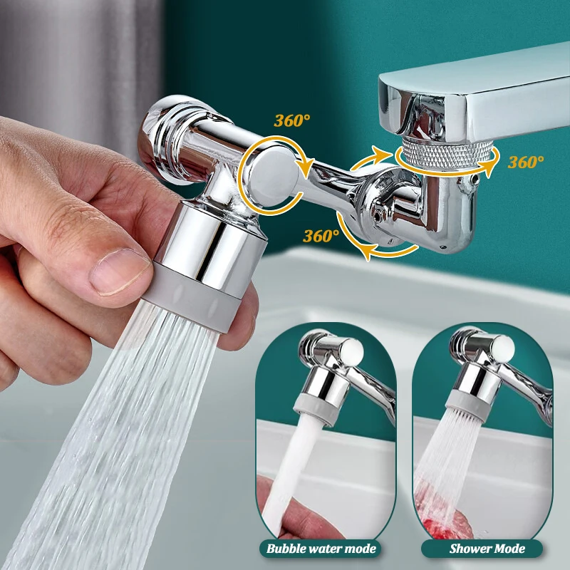 Grifo aireador con rotación de 1080 ° para cocina, cabezal rociador para  lavabo de baño, boquilla burbujeadora, adaptador extensor de ahorro de agua