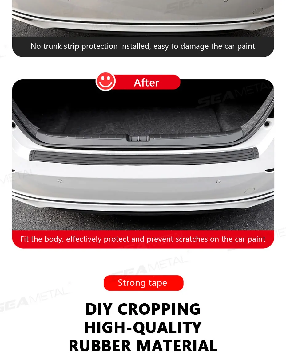 Universal Rear Trunk Guard Plate Sticker Car Rear Bumper Trim Anti-Kicked Scratc