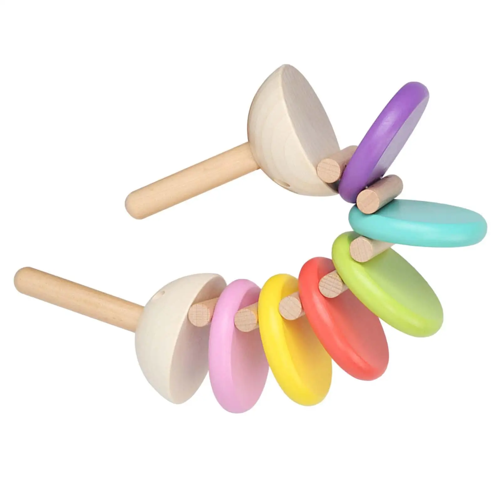 Wooden Castanets Rainbow Color Education Kids Percussion Instruments for Nursery Kindergarten Holiday Classroom Party Favors