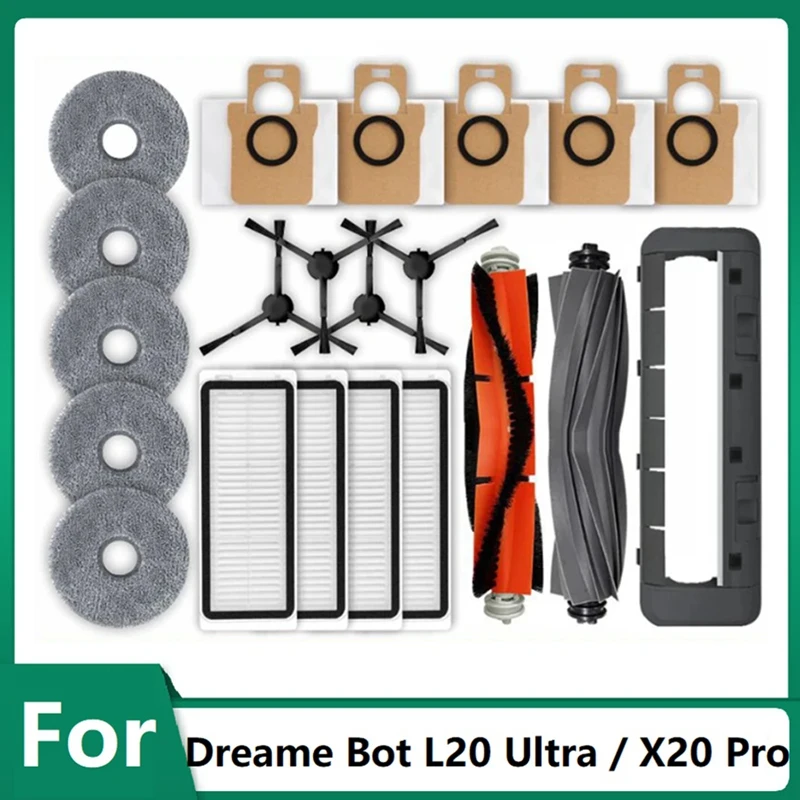

Main Side Brush Hepa Filter Mop Dust Bag As Shown Plastic For Dreame Bot L20 Ultra / X20 Pro Robot Vacuum