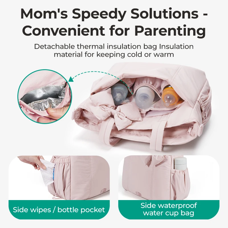 BAGSMART Borsa per pannolini multifunzionale per pannolini per bambini con borsa per mamma di grande capacità, organizer per passeggino, borse per maternità - immagine 5