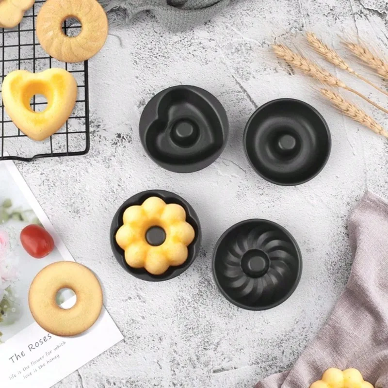Heavy Duty Carbon Steel Donut Mold Round Heart Windmills Pumpkins Shaped Doughnut Molds Non Stick Mini Fluted Tube Cake Molds