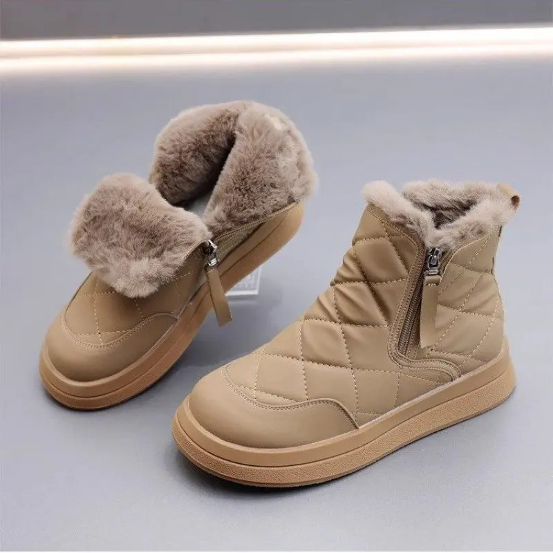 New Winter Snow Boots Thick Bottom Side Chain Warm Comfortable Snow Boots for Women Is Fashion Warm Boots Plush Casual Simple 40