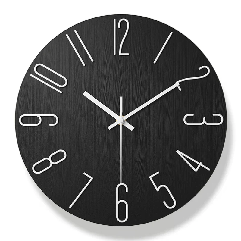 12Inch Frameless Golden Numerals Wall Clock Black  