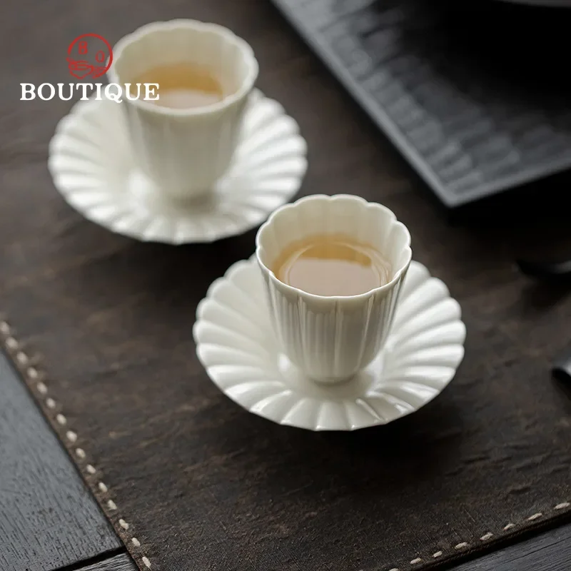 Creative Petals Teacup Chinese Tea Cup Gift Jingdezhen Ceramics Pottery Home Aesthetic Cups Mate Pair Bowl Camping Tool Teaware