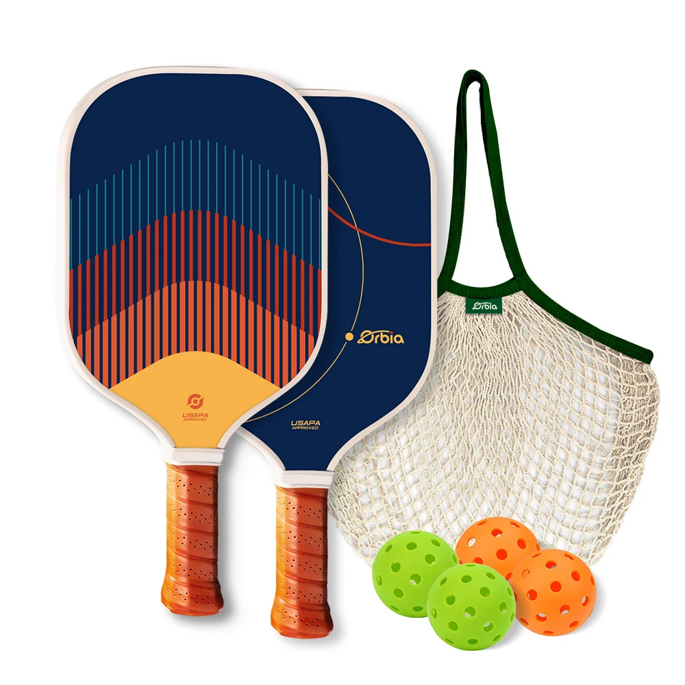 Orbia Pickleball Paddles, Set Di Pickleball Con Superficie In Fibra Di Carbonio Con 2 Racchette Da Pickleball, 4 Palline, 1 Borsa A Rete
