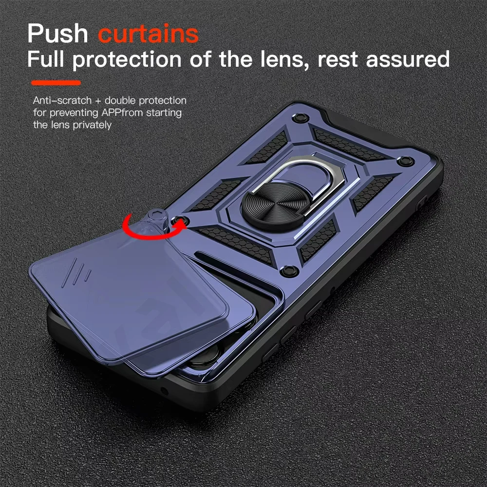 Versatile Motorola Phone Case with Camera Lens Cover and 360° Ring Stand