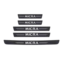 Premium Carbon Fiber Car Anti - Scratch Door Sill Protective Strips with Logo Decals (5PCS  FOR  Micra)