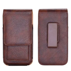Universal Phone Pouch Case with Belt Clip and Holster Waist Bag Attachment - Samsung A05 (Brown)