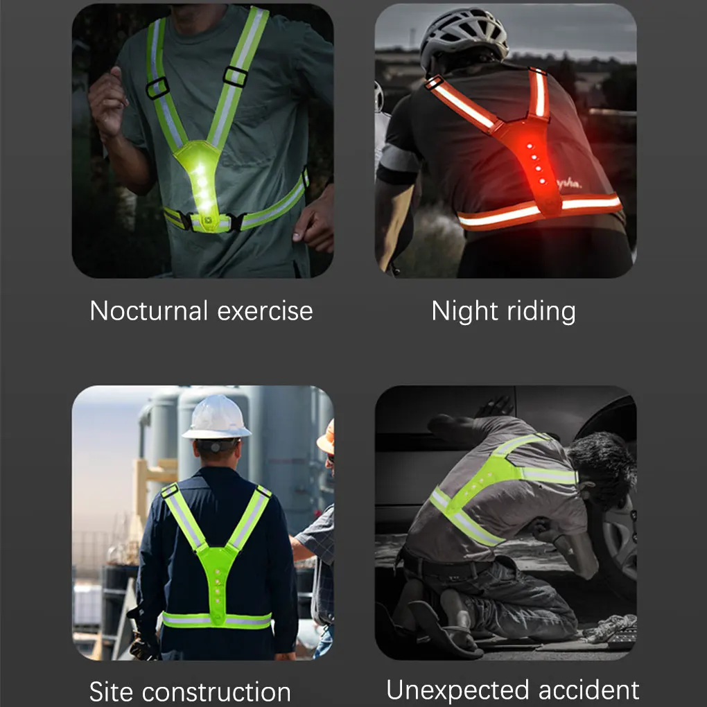 Reflective Vest Adjustable Clothing High-Visibility Safety 3 Lighting Modes LED  Running Gear Children Night Men - AliExpress
