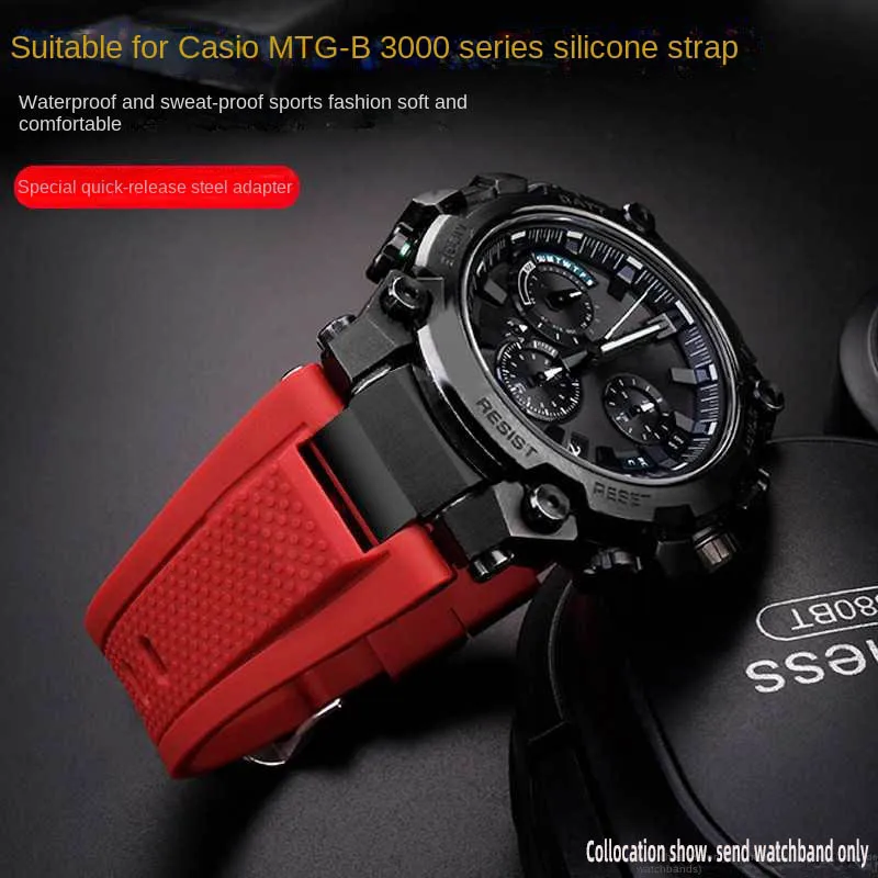 Silicone Modificato Per Casio G-Shock Mtg-B3000 Cinturino A Sgancio Rapido Mtg B3000 Cinturino In Gomma Resina Con Connettore Adattatori