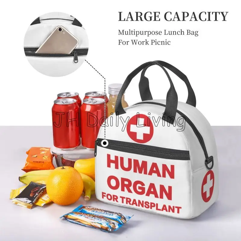 Funny Human Organ for Transplant Insulated Lunch Box Portable Reusable Cooler Tote Bag with Adjustable Shoulder Strap lunch bag,cooler bag