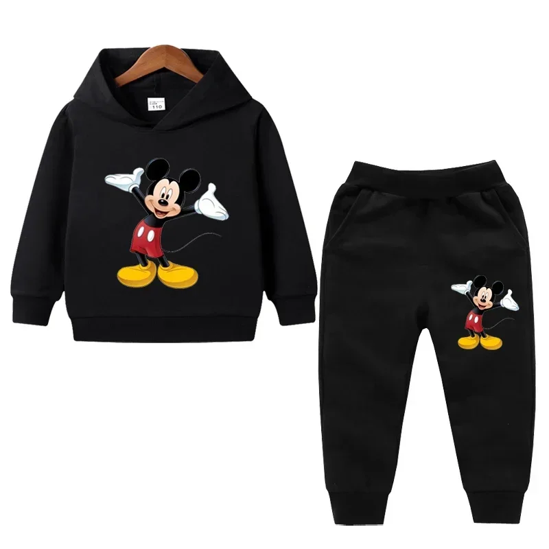 thumbnail image 1 of Conjunto de 2 piezas de ropa de Disney para niñas, primavera y otoño, con estampado de Minnie, sudaderas con capucha y pantalones deportivos para niñas pequeñas, 1 of 5