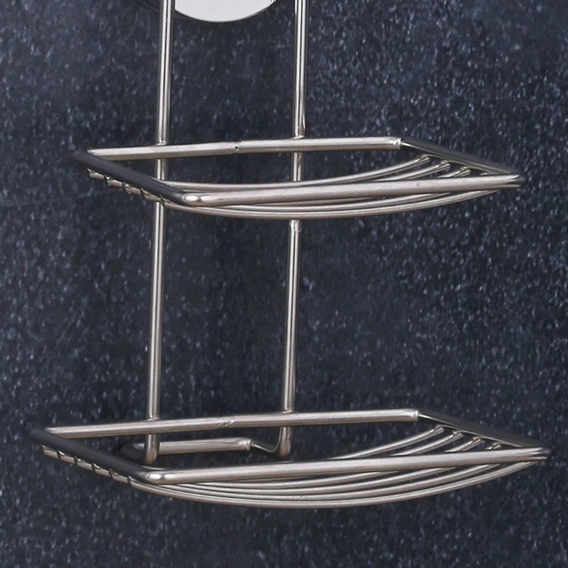 Wall Mounted 2 Tier Soap Dish with Suction Cup Soaps Storage Box Container for Home Bedroom Bathroom No Drilling