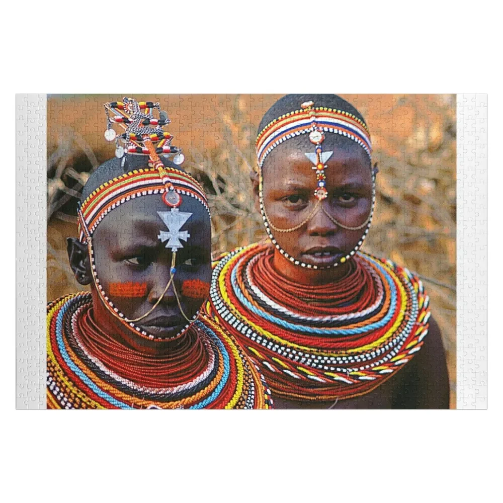 Two African Maasai Villagers In Kenya, Africa Jigsaw Puzzle Photo Personalized Gift Ideas Custom Wood Puzzle