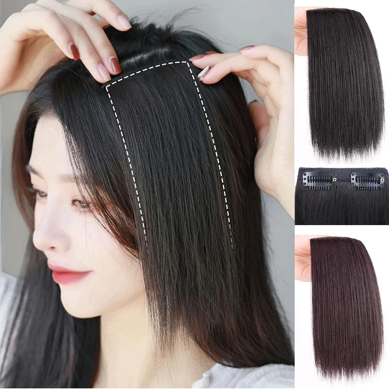H&STAR 30cm Synthetic Short Straight Pad Invisible Hair Extension Lining Hair Top Side Cover Hairpiece Women
