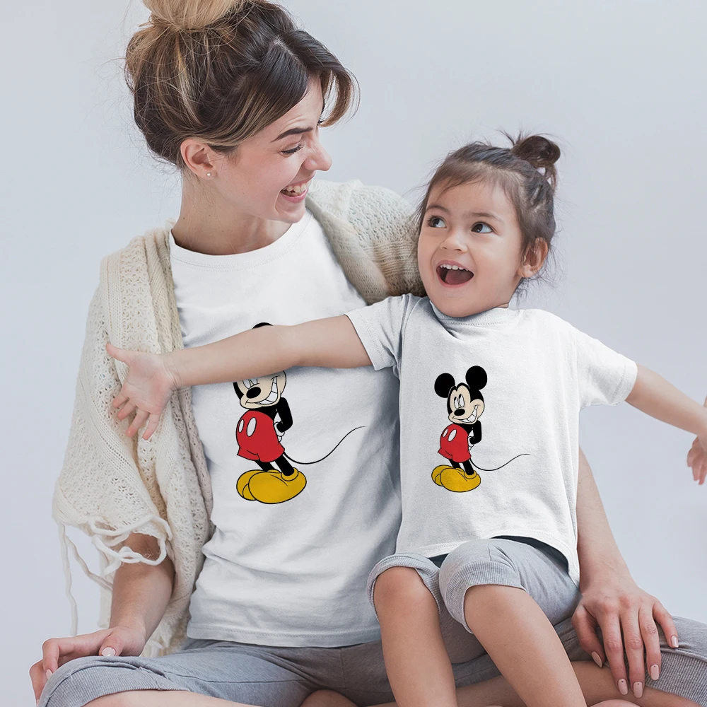 aunt and niece matching outfits Children's Girls Short Sleeve Infant jumpsuit Mother Kids Matches Clothes Cartoon Minnie Mouse Disney Top Dropship Romper Children's Set