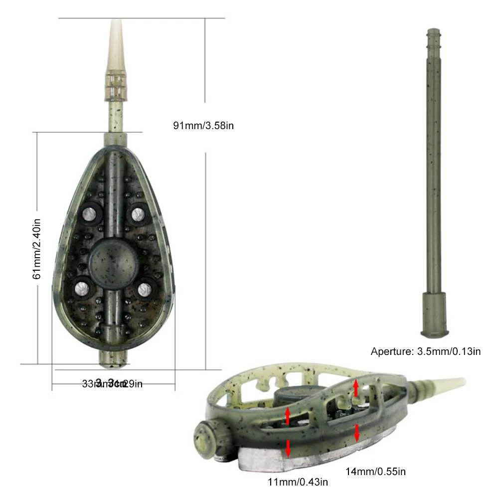 Fishing Lure Inline Method Feeder Portable Bait Thrower Mould 3.58in for Carp Fishing Bait Holder Tool