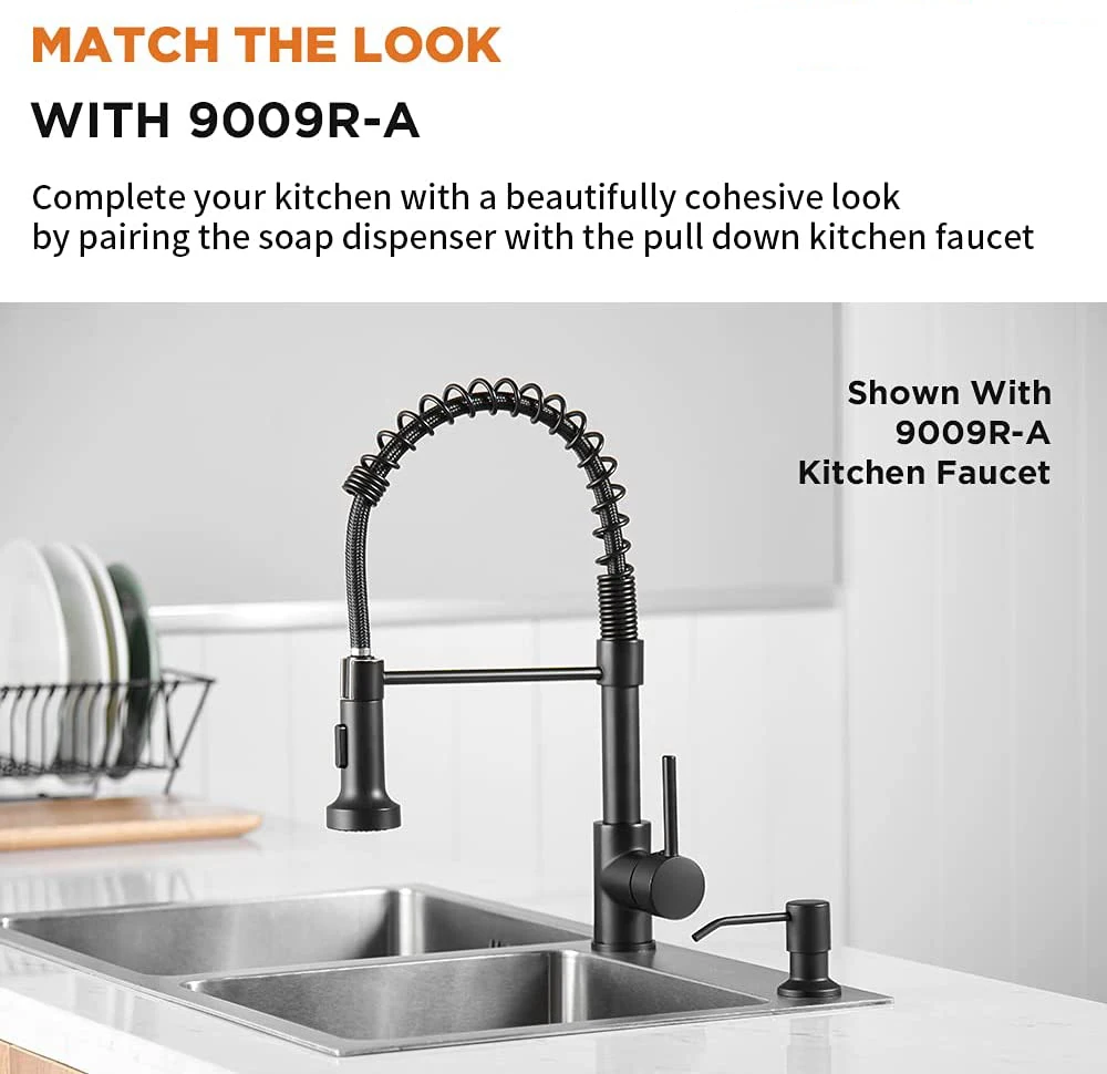 

Vidric Deck Mounted Kitchen 400ml Soap Dispensers Stainless Steel Pump Black Finished for Kitchen Built in Counter top Dispenser