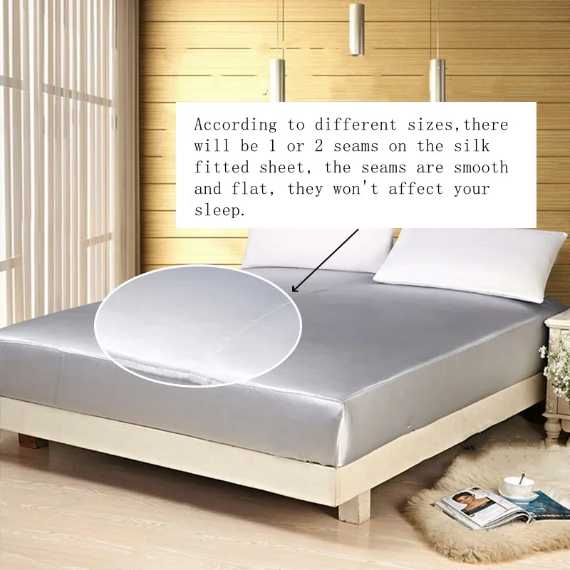100% Mulberry Silk Fitted Sheet Deep 25cm Mattress Protector Solid Color Multi Size 3