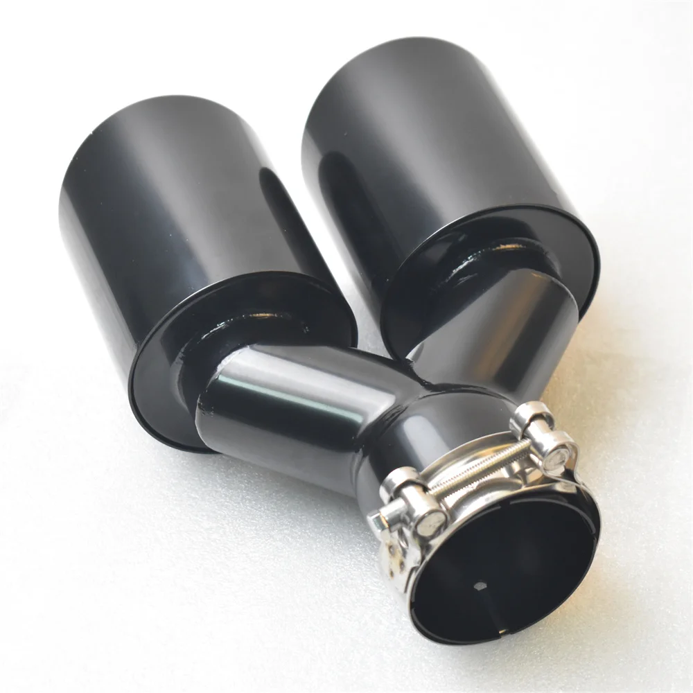 304 stainless steel automotive exhaust muffler tip universal import dual rear exhaust tailpipe electrophoresis black outlet