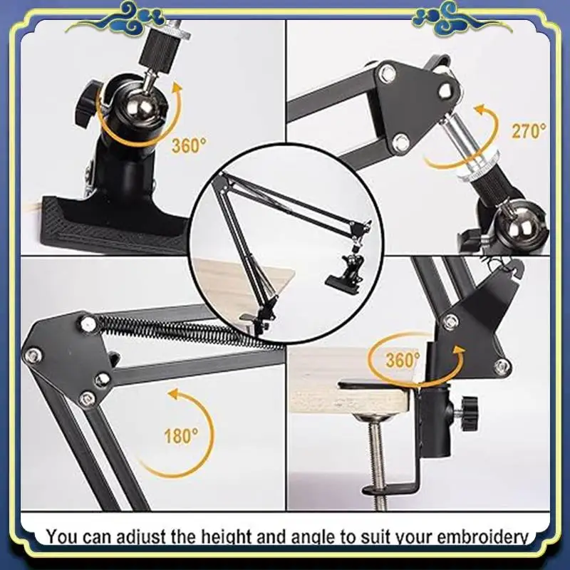 Adjustable Embroidery Table Stand, Metal Embroidery Hoop Stand, For Needlework, Arts Black