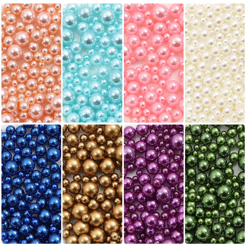10g Random Mix 3-10mm No Hole ABS Pearl Bead Vase Filler Makeup Brush DIY Jewelry Making Decor Abs Beads